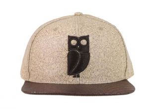 Short Brim Snapbacks With Brown Leather Cork Fabric Brim & Leather Strap Closure