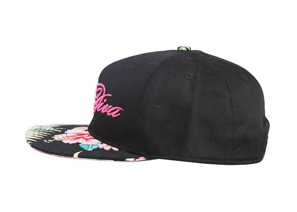 Side of Custom Black Floral Tropical Snapbacks