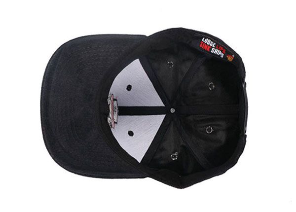 Inside of Custom Black Classic Embroidered Snapback Hat