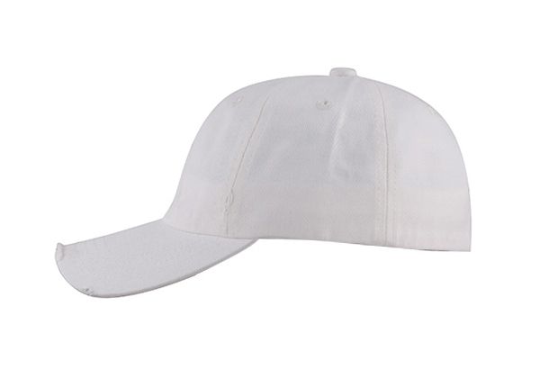 Side of No Logo White Fitted Baseball Cap