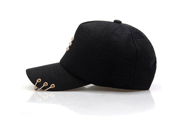 Side of Black Hipster Baseball Hats With Rings