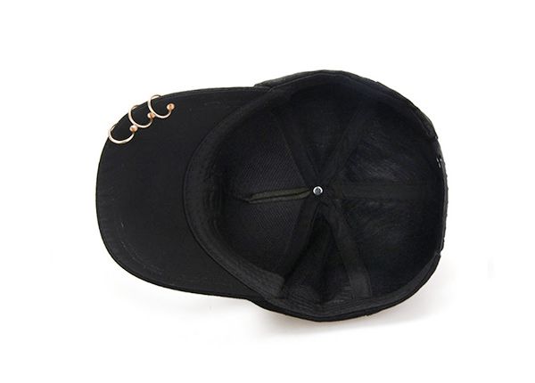 Inside of Black Hipster Baseball Hats With Rings