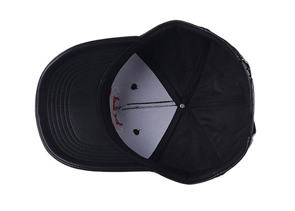 Inside of Custom Black Leather Team Baseball Hat