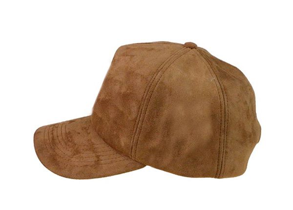 Side of Custom Brown Blank Suede Single Baseball Cap