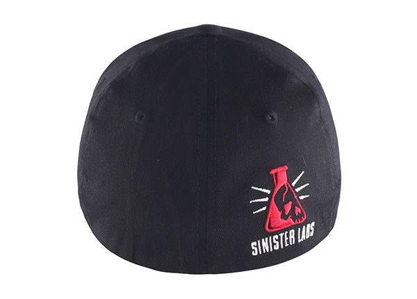 Back of All Black Fitted Baseball Cap