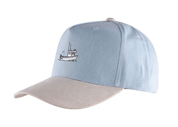 Slant of Custom 5 Panel Blue Baseball Cap With Suede Brim