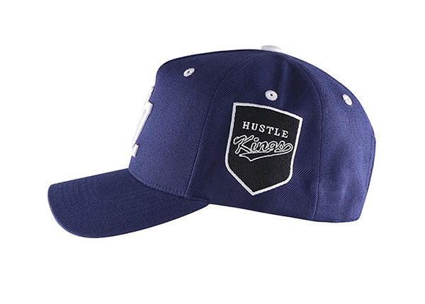 Side of Navy Blue Baseball Cap With Khaki Underbill