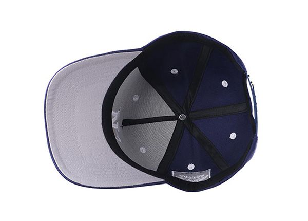 Inside of Navy Blue Baseball Cap With Khaki Underbill