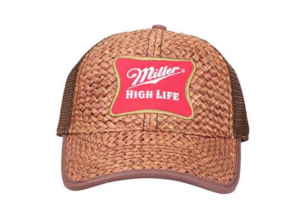 Front of Custom Brown Trucker Straw Baseball Hat