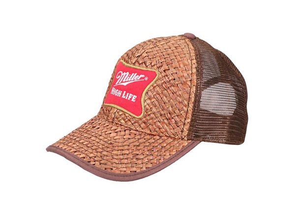 Slant of Custom Brown Trucker Straw Baseball Hat