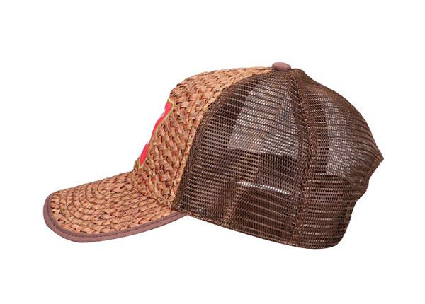 Side of Custom Brown Trucker Straw Baseball Hat