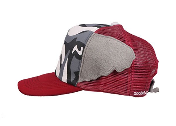 Side of Custom Camo Baseball Cap With Wings On the Sides