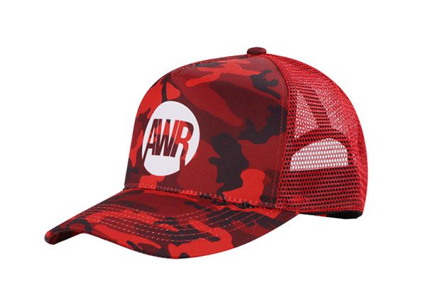 Slant of Custom Red Digital Camo Baseball Trucker Hat