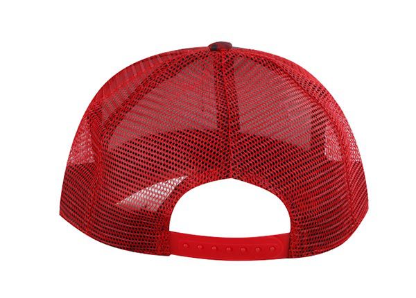 Back of Custom Red Digital Camo Baseball Trucker Hat