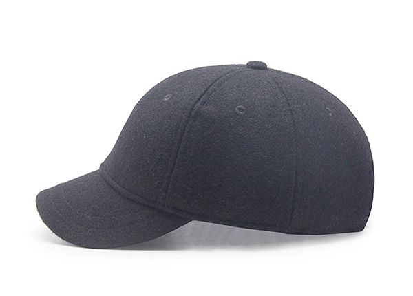 Side of Blank Black Short Brim Baseball Cap