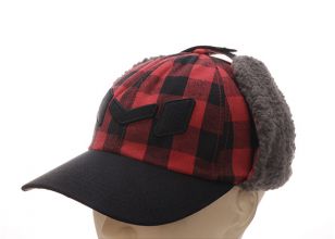 Plaid Baseball Caps Custom Embroidered Hats With Earflap For Men