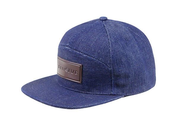 Slant of Custom 7 Panel Denim Baseball Cap With Patch