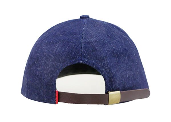 Back of Custom 7 Panel Denim Baseball Cap With Patch