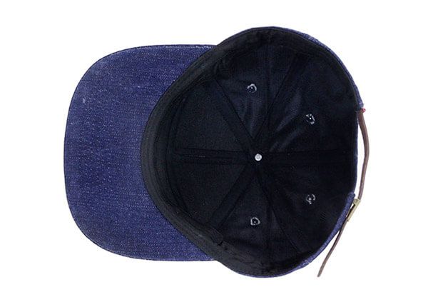 Inside of Custom 7 Panel Denim Baseball Cap With Patch