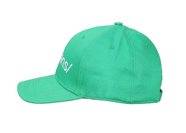 Side of Lime Green Baseball Cap with Embroidered Logo
