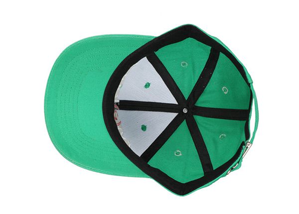 Inside of Lime Green Baseball Cap with Embroidered Logo