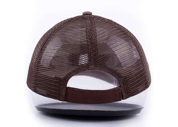 Back of Low Profile Brown Canvas Leopard Print Trucker Cap