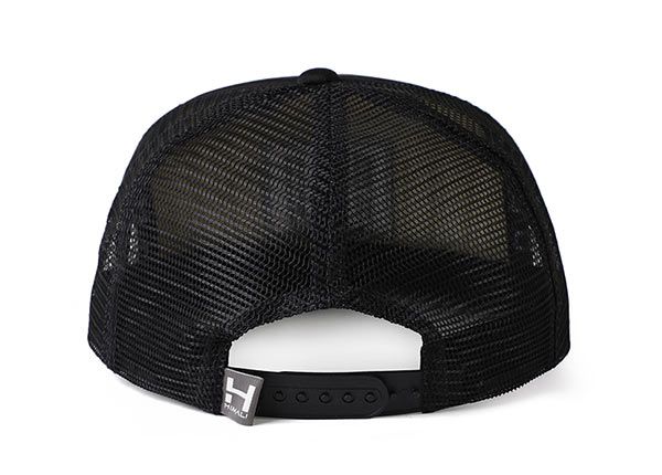 Back of Black Mesh Back Snapback Hat