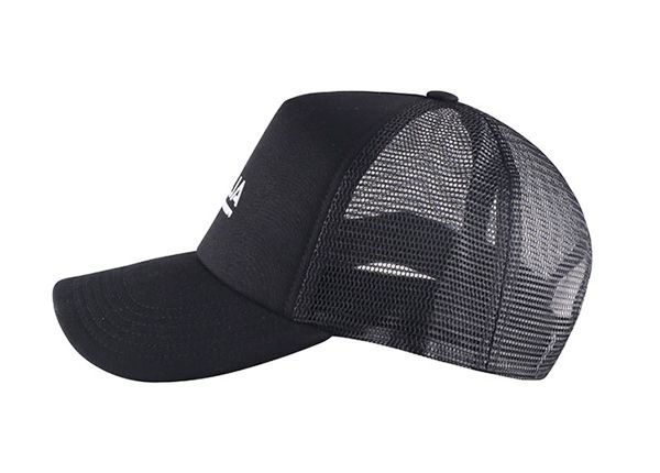 Side of Black Mesh Baseball Cap