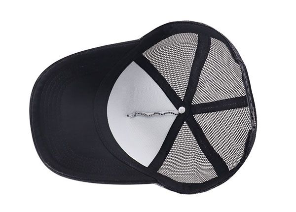 Inside of Black Mesh Baseball Cap