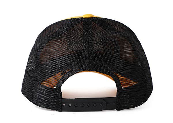 Back of 2D Embroidered Yellow Baseball Cap with Black Mesh Back