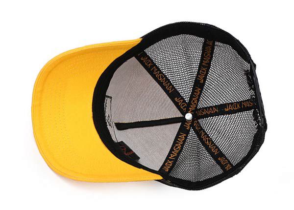 Inside of 2D Embroidered Yellow Baseball Cap with Black Mesh Back