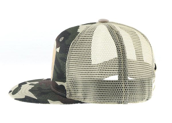 Side of Mesh Military Cap With Leather Brim