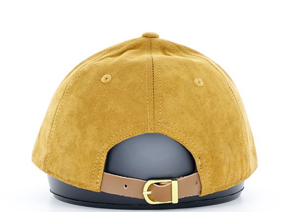 Back of Womens Gold Faux Suede Hat