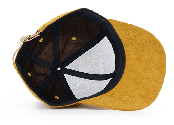 Inside of Womens Gold Faux Suede Hat