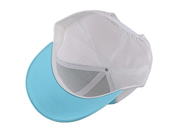 Inside of Teal Green Dad Trucker Hat with Grey Mesh Back