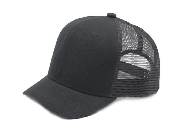 Slant of Black Blank Short Bill Trucker Hat