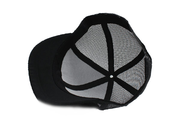 Inside of Black Blank Short Bill Trucker Hat