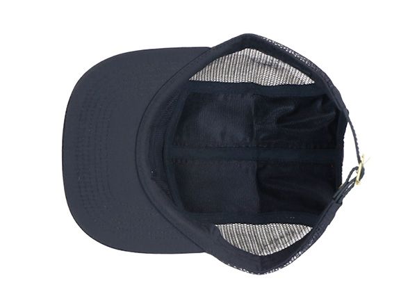 Inside of Black 5 Panel Trucker Hat with Patch Logo