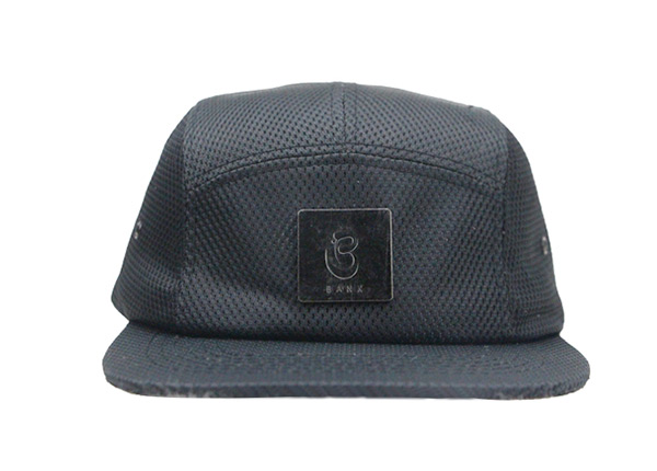 All Black 5 Panel Hat Custom Trucker Camp Cap with Strapbak