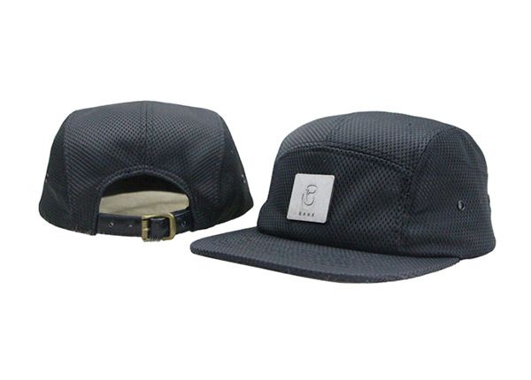 Overview of Custom All Black 5 Panel Hat with Strapback