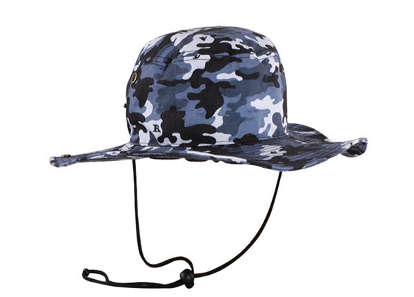Front of Camo Bucket Sun Hat with Wide Brim