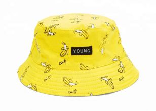 Banana Bucket Hat Custom Yellow Cotton Bucket Cap with a patch