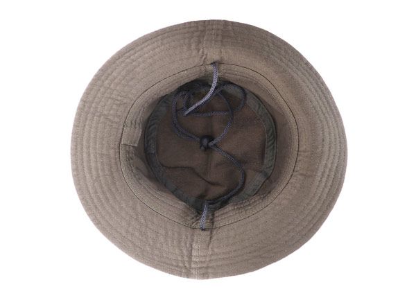 Inside of Khaki Bucket Hat with a Patch Logo