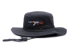 Black Bucket Hat With String Cool Bucket Hat with Drawstring For Fishing
