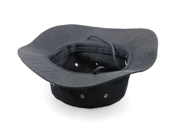 Upside-down of Black Bucket Hat with String