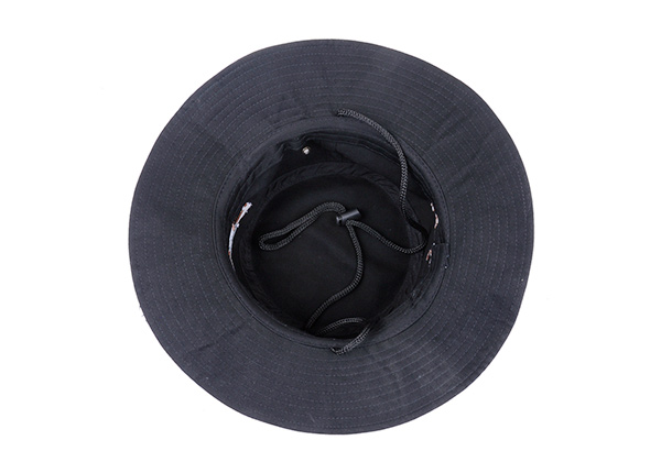Inside of Black Bucket Hat with String