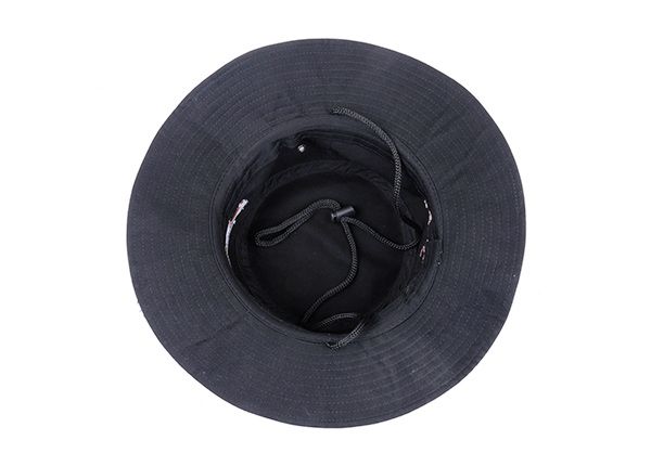 Inside of Black Bucket Hat with String