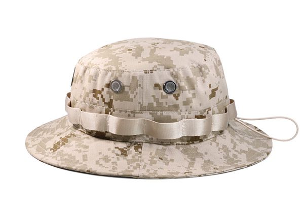 Side of Desert Camo Bucket Hat with Head Strap