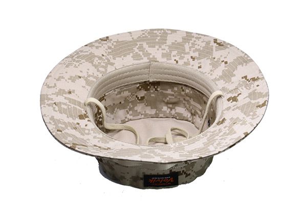 Inside of Desert Camo Bucket Hat with Head Strap