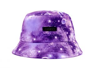 Galaxy Bucket Hat Purple Printed Bucket Hat with a Metal Label